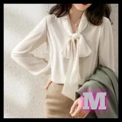 ボウタイブラウス リボン フォーマル シフォン オフィスカジュアル m12