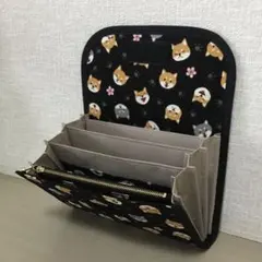 黒　柴犬柄　豆柴　足跡　母子手帳ケース、通帳ケース、お薬手帳ケース、カードケース
