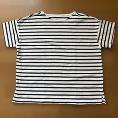 MUJI コットンストライプTシャツ L