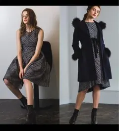 ♡ジルスチュアート　ブリジット千鳥フロッキープリントワンピース　千鳥柄ワンピース