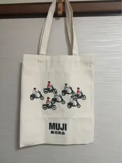 【新品】MUJI 無印良品 キャンバストートバッグ バイク柄 A4