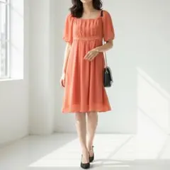 Y8520*ストロベリーフィールズ☆Aライン☆プリーツ☆ワンピース☆オレンジ