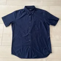 【美品】ユニクロ　ドライイージーケアコンフォートシャツ　ボタンダウン　ネイビーL