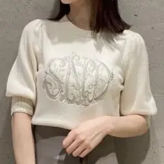 【美品】SNIDEL Sustainableエンブロイダリーニットプルオーバー