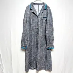 レトロ 古着✨ロングシャツワンピース パイピングデザイン チェック柄 羽織り春