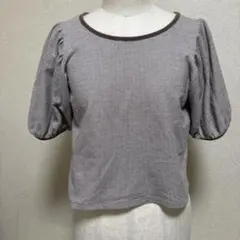 ブラウン系チェック柄パフスリーブTシャツウィッシュコアのサムネイル