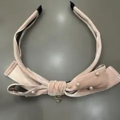 メゾピアノリボンパールカチューシャ ピンク