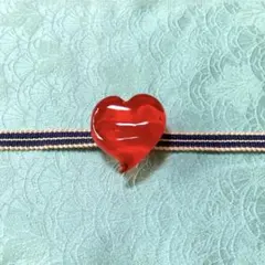 ゆらゆらハート　ガラス　帯留め　みなも　 水面　ぷっくり　波　帯留　赤