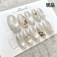 【現品】No.261 ネイルチップ　冬ネイル　マグネットネイル　ハート