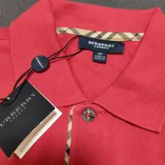 【新品未使用】BURBERRY レッド ポロシャツ バーバリーMサイズ半袖，