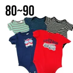 ベビー服 半袖ロンパース ボーダー 車 保育着 まとめ売り