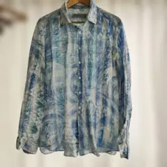 ETRO 麻長袖シャツ ボタニカル総柄 ブルー系のサムネイル