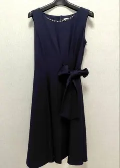 anySiS ネイビー ノースリーブ ドレス パール装飾