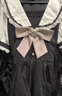 リズリサ　半袖セーラーカラーセットアップ　ブラック