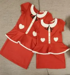 H&M 赤 クリスマス ワンピース 90cm110cm２枚セット　姉妹