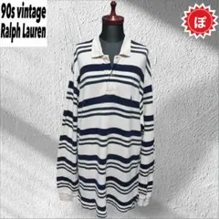 ✅90s Ralph Lauren ボーダー 長袖 ポロシャツ ラガーシャツ