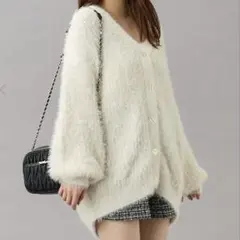 【値下げ中❗️】INGNI ラメフェザーヤーンミドル丈ニットカーディガン