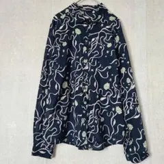 SCOTCH&SODA 総柄シアーシャツ ネイビー 花柄 長袖 コットン M相当のサムネイル