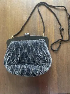 ダークグレー ベルベット パーティーバッグ