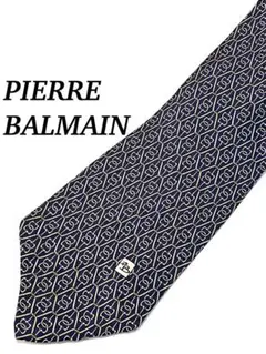 まとめ購入で大幅割引 美品 ピエールバルマン ネクタイ 幾何学模様 ネイビー