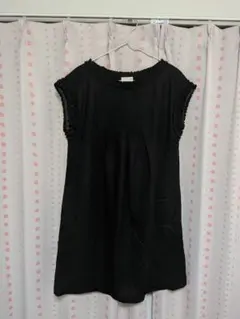 【美品】クチュールブローチ フリル チュニック ベスト ワンピース 上品 M 黒のサムネイル