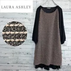 ☆ほぼ未使用☆ローラアシュレイ　レイヤード五分袖切替ワンピース　11号　シフォン