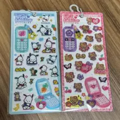 平成はっぴーフォン　ステッカー　サンリオ　キティ　ポチャッコ 2点セット