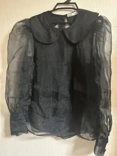 ZARA ザラ　シースルー　シアートップス　黒　ブラック　丸襟　XS