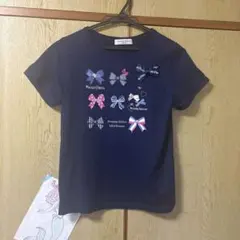 mezzo piano junior リボン柄 半袖Tシャツ ネイビー Mのサムネイル