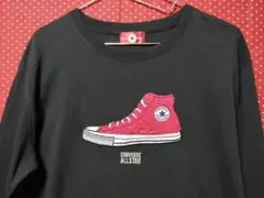 レディース☆コンバース☆オールスター☆サガラ刺繍アップリケ付き☆七分袖Tシャツ黒