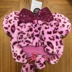 ディズニーリゾート　ヒョウ柄　ミニー　ファンキャップ　ピンク