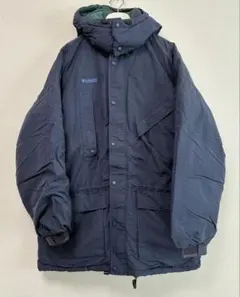 コロンビア フード付き ダウンジャケット ネイビー マウンテンパーカー 90s