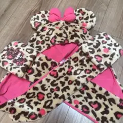 ミニーマウス ヒョウ柄 マフラーキャップ