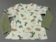 恐竜プリント 重ね着風長袖Tシャツ 130