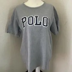 【希少】ポロラルフローレン ワッペンロゴ Tシャツ グレー M ゆるだぼ 古着