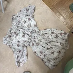 フラワープリント ワンピース ホワイト 森ガール 姫