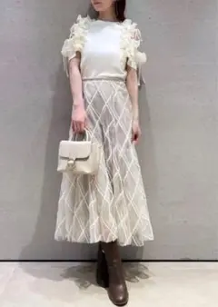 エンブロイダリーチェックチュールスカート　snidel スナイデル