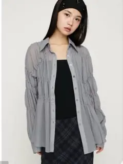 SLY アシンメトリー シャーリングシャツ　グレーのサムネイル