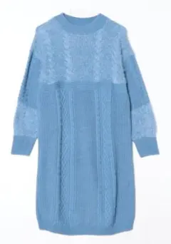 ブルー ニットワンピース FREEサイズ