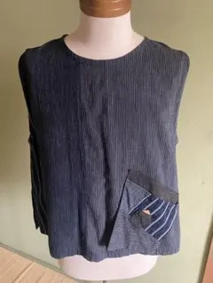 古布　縞絣　ハンドメイド　ベスト