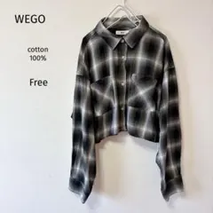 WEGO 長袖シャツ　クロップド丈　ショート丈　チェック柄　黒白　Freeのサムネイル