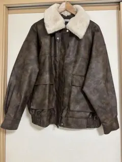 フェイクファー襟付き2way合皮ブルゾン