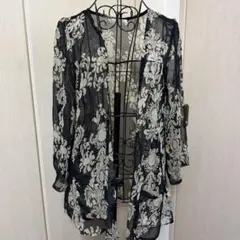 シアー素材 ダマスク柄 ロングカーディガンのサムネイル