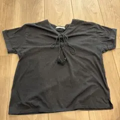 ehka sopo レースアップ 半袖 Tシャツ ブラックのサムネイル