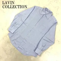 LA8045 ランバンコレクション 長袖シャツ ワイシャツ 綿 青 水色 50