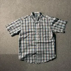 OLD UNIQLO 90s チェック ボタンダウンシャツ 半袖 紺タグ S