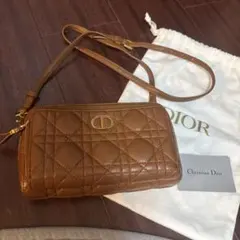 Dior カロ ダブルポーチ ラムスキン ショルダーバッグ ブラウン