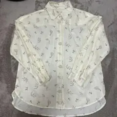 MEN リスと花柄長袖シャツ アイボリー