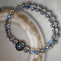 ラブラドライトブレスレット天然石パワーストーン才能、霊感12ミリ玉内径16センチ