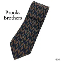 USA製 Brooks BrothersMAKERS 幾何学柄シルクネクタイ紺茶